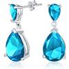 Bling Jewelry Orecchini pendenti da sposa semplici 5CT AAA in zirconia cubica simulata acquamarina blu a forma di goccia di pera solitario CZ per ballo di fine anno in argento sterling .925