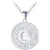 Yumilok Collana da donna in argento sterling 925, con ciondolo a forma di cerchio, con sole, luna, moneta, in argento, per donne e ragazze, 2.6 x 2 cm, Argento