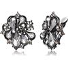 EVER FAITH Orecchini a clip a forma di fiore per Donne Ragazze, a floreali con cristalli di strass grigi
