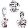 Doyafer 925 argento sterling costume fascino rosa maiale, orso, ciondolo perla cartone animato, adatto per bracciali femminili collana collana regalo di compleanno 3 pezzi/pack