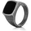 Akitsune Opus Anello | sigillo in acciaio inox Grande design minimalista degli uomini delle donne Anello - argento antico - US 10