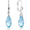 Schöner-SD - orecchini in argento 925 con piccoli cristalli di Swarovski®, 13 mm con scintillanti cristalli a taglio briolette e Argento, colore: acquamarina, cod. PD/OH22-AQ