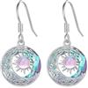 REDSUN Luna e sole orecchini con cristallo viola argento sterling 925 pietra di luna sole gioielli regali per donne ragazze, 18Sterlin g, Argento sterling, cristallo