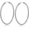 jiamiaoi Orecchini Cerchio Orecchini Donna Cerchio Argento 925 Placcato Oro Bianco 18 Carati 30mm