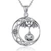 TANGPOET Collana a pipipistrello, in argento sterling 925, con nodo celtico, ciondolo a forma di zucca, per Halloween, gotico, regalo per uomo e donna, Argento sterling