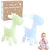 TYRY.HU Massaggiagengive per Neonati Giraffe Giochi Dentizione Neonato Giocattoli 2 Pezzi Cervotto in Silicone,Con Texture 3D per Gengive Dolorante, Facile da Pulire, Ideale 0-12 Mesi