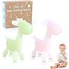 TYRY.HU Massaggiagengive per Neonati Giraffe Giochi Dentizione Neonato Giocattoli 2 Pezzi Cervotto in Silicone,Con Texture 3D per Gengive Dolorante, Facile da Pulire, Ideale 0-12 Mesi
