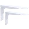 BOODPET Supporti per mensole a parete resistenti - Confezione da 2 pezzi, bianchi, a forma di L da 25,4 cm, supporti per mensole in ferro nero con fissaggi - Staffe in metallo per bancali da lavoro