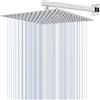 Katezon Soffione Doccia Katezon a Pioggia ad Alta Portata da 30 cm con Braccio da 40 cm, Soffione Quadrato in Acciaio Inox, Ugelli Autopulenti in Silicone, Montaggio Universale a Parete e a Soffitto (Cromo)