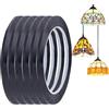 HOBBIESAY 66m 6 rotoli di vetro PET Linee guida in vetro sottile Strisce guida nere Linee autoadesive per vetrate artistiche artigianato e decorazione