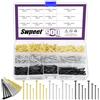 Swpeet Kit di 900 chiodi assortiti in 4 misure, chiodi zincati argento, nero, oro, piccoli, chiodi a spillo, chiodi di finitura, chiodi per appendere, chiodi da parete per appendere immagini