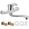 VIHBRAI Rubinetto da parete in acciaio inox, per montaggio a parete, girevole a 360°, rubinetto da cucina, miscelatore monocomando freddo e caldo, braccio girevole da 24 cm, rubinetto girevole per cucina