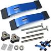 Aurobest 2 Pezzi Set Clip Fissaggio Binario Forma T, Morsetto Sgancio e Chiusura Rapido Lega Alluminio, Morsetti Track T per Lavorazione Legno e Metalli, Strumenti Clamp Scanalatura Metallo (Blu)