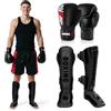 NZQXJXZ Parastinchi da Kick Boxing Muay Thai con Guantoni da Boxe da 16 oz per Uomo, Donna, Parastinchi Regolabili con Protezione del Collo del Piede, Attrezzatura per l'Allenamento MMA e lo Sparring