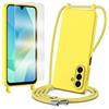 TTSWJBD Cover per Samsung Galaxy A17 con Cordino Custodia con 1 Pellicole Vetro Temperato, Silicone Liquida Case con Laccio Tracolla, Regolabile e Rimovibile, Antishock, Anticaduta - Giallo