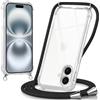 Oelrstfe Cover con Cordino per iPhone 17, Trasparente Silicone Custodia con Regolabile Collana Laccio Tracolla, Antigraffio Proteggere Case Corda per iPhone 17, Nero