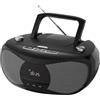 LONPOO Stereo Lettore CD portatile Bluetooth Boombox Connettività Radio FM, USB, AUX, Uscita cuffie, HiFi Altoparlanti (D12BLACK)