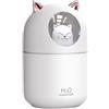 Generic umidificatore, diffusore di olio a forma di gatto da 300 ml, con USB, silenzioso, per scrivania, luce notturna per la stanza dei bambini, ufficio, auto, piante e uso da viaggio, 13,8 x 8,6 x
