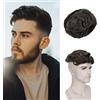 Silk-co Toupee Uomo Capelli Veri #6 Marrone Chiaro Parrucca Corta 20cm*25cm Remy Hair Topper Extension Capelli Umani Indiani - Base: PU(0.1mm)