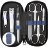 marQus Set Manicure Professionale - Kit da 7 Pezzi con Custodia in Pelle Sintetica look Denim. Include Tagliaunghie, Forbicine, Lima in Vetro e strumenti di qualità. Perfetto per Uomo, Donna e viaggi