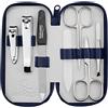marQus Set Manicure Professionale - Kit da 7 Pezzi con Custodia in Vera Pelle. Include Tagliaunghie, Forbicine, una Lima in Vetro esclusiva e strumenti di qualità. Perfetto per Uomo, Donna e viaggi