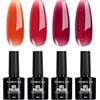 TOMICCA Set di smalti UV, 4 colori, rosso trasparente, bordeaux, rosso intenso e rosso glitterato, per Soak-Off UV/LED, per saloni di unghie e fai da te, 8 ml