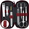 marQus Set Manicure Professionale - Kit da 7 Pezzi con Custodia in Vera Pelle. Include Tagliaunghie, Forbicine, una Lima in Vetro esclusiva e strumenti di qualità. Perfetto per Uomo, Donna e viaggi