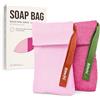 ZOMCHI Sacchetto Porta Saponetta con Diverse Rugosità, Sacchetto Esfoliante per Sapone, Sacchetto per Sapone per Bagnoschiuma (2 Pezzi, Rosa)