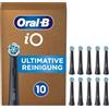 Oral-B iO - Set di 10 testine di pulizia per spazzolino elettrico, per la pulizia dei denti, per spazzolini Oral-B, confezione per cassetta postale, colore: Nero
