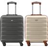 Flight Knight Set di 2 Valigie Rigide in ABS Leggere a 4 Ruote - Bagaglio a mano approvato per oltre 60 compagnie aeree tra cui easyJet, Jet2 e dimensioni massime per Ryanair (Priorita) 55x40x20cm