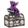 DRW Figura Dragon Viola su baul in Resina Dipinta a Mano 7x9x13 cm