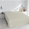 Italian Bed Linen Lenzuolo Sopra MAX COLOR Matrimoniale Maxi 270x300 cm, 100% Cotone Made in Italy - Lenzuola Letto Matrimoniale Maxi in Tinta Unita - PANNA
