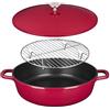 Sitram 716946 Padella Ø28 cm Tutto in 1 Ghisa Alluminio = 1 casseruola per sostituire padella, casseruola, padella + coperchio con gommini, cestello vapore, griglia per arrosto, spatola - compatibile