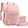 LOVEVOOK Zaino da Viaggio Aereo Bagaglio a Mano Donna Uomo, Impermeabile 40L Trolley Cabin Max per Ryanair Easyjet, Grande Porta PC 17 Pollici Valigia Borsa a Zainetto Rosa