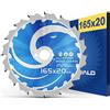 FALKENWALD® lama per sega circolare, 165 x 20 mm, ideale per legno (grossa), per tagli rapidi, compatibile con lama Makita e sega circolare Bosch