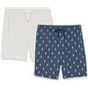 Amazon Essentials Pantaloncini del Pigiama in Maglia di Cotone da 18 cm Uomo, Pacco da 2, Blu Ghiaccio/Verde Turchese Scuro, M