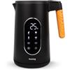 Huslog Bollitore Elettrico 1,7 L con Schermo Touch, 2200 W, Temperatura Regolabile 40-100 °C, 5 Livelli, Mantenimento Caldo, Base Girevole 360°, Spegnimento Automatico, Acciaio Inox, Nero