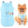 SMALLLEE_LUCKY_STORE Cappottino per cani di piccola taglia, foderato in pile, tinta unita, con toppa in stile cartone animato e anello a D, antivento, caldo, invernale, imbottito, per chihuahua,