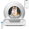 LTPAG Lettiera per gatti autopulente elettrica 68 L, lettiera automatica autopulente con sacchi della spazzatura, controllo entrata bassa/APP/deodoratore/monitor Health