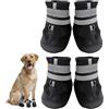 Dricar Scarpe per cani, set di 4 stivali per cani per zampe ferite, impermeabili antiscivolo con cinghie riflettenti per cani di piccola taglia media e grande per interni ed esterni, corsa, nero (S)