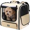 Pecute Cat Carrier Backpacks, Zaino Trasportino per Gatti e Cani, Ampio e Stabile, Zaino Leggero e Ventilato, Design Ergonomico per Trekking e Campeggio, Cachi