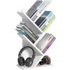 LELELINKY - Libreria a forma di albero, a 5 livelli, per libri, CD/riviste, DVD, in legno, per soggiorno, camera da letto e ufficio, bianco