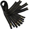 Aerzetix - C61414 - Set di 5 Cerniere separabili 70cm in Metallo - Cerniera Lampo - Nero - Cucito pelletteria Borsa Vestiti Pantaloni merceria cursore tiretto