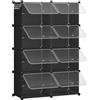 HOOBRO Scarpiera, Scaffale Portascarpe a 8 Scomparti, con Sportello, Scaffale Componibile in Plastica, Scomparto di 40 x 30 x 30 cm, per Corridoio, Portico, Dormitorio, Nero EBK28SC01G1