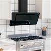 Gecheer-Cappa,Aspirante,Cucina,a Muro,in Acciaio Inox,e Vetro Temperato,Nero,90 cm
