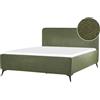 Beliani Letto matrimoniale in bouclé con struttura a doghe verde 160 x 200 cm Linards