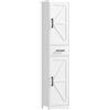 HOMCOM Armadio alto da bagno stretto con 2 ante, 1 cassetto e 2 ripiani regolabili, colonna da bagno stile rustico, per soggiorno, WC, cucina, 40 x 30 x 170 cm, bianco
