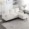 HAINEW Moderno divano angolare con vano portaoggetti e sgabello, divano a forma di L a 3 posti, con porta bevande e tasca laterale per soggiorno, appartamento, ufficio (beige)