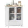 HOMCOM Credenza a 2 ante in vetro Credenza da soggiorno con cassetto e ripiano regolabile Credenza da camera da letto Credenza da soggiorno 68x35x85 cm Bianco e Rovere