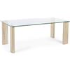 Yellowshop - Tavolino da Salotto Arley Piano in Vetro Temperato Gambe Cromo e Naturale Moderno, Tavolo Basso Rettangolare e Quadrato Spazioso, per Soggiorno, Sala d'attesa, Hall (120 x 60 Naturale)